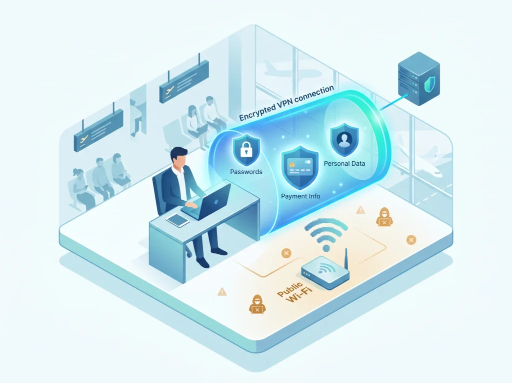 A secure encrypted VPN connection